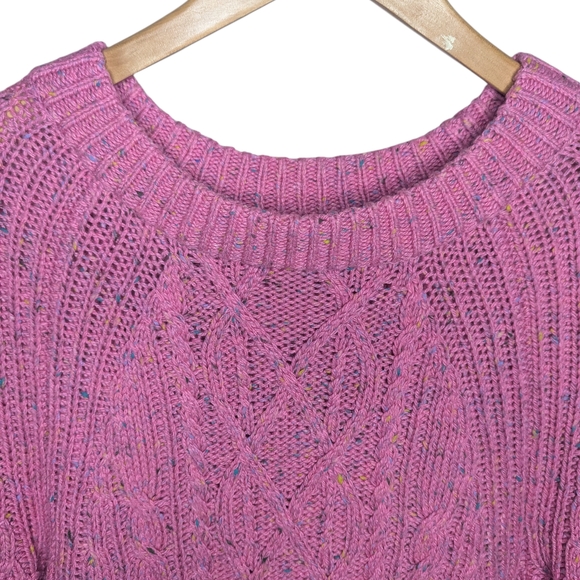 J.Crew Pink Tweed Cable Knit Sweater XS Women’s Textured Crewneck Pullover - Picture 4 of 12